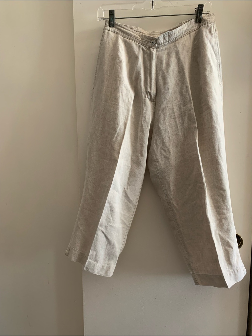 St John’s Bay Petite 10 100% Linen Cropped Pants